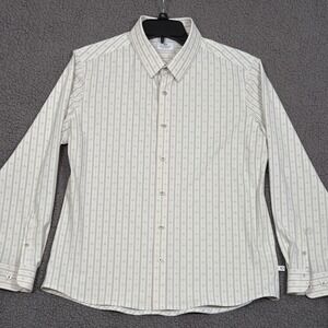 7 Diamonds Beau 4-Way Stretch Shirt Mens Medium White Grey Geometric Office